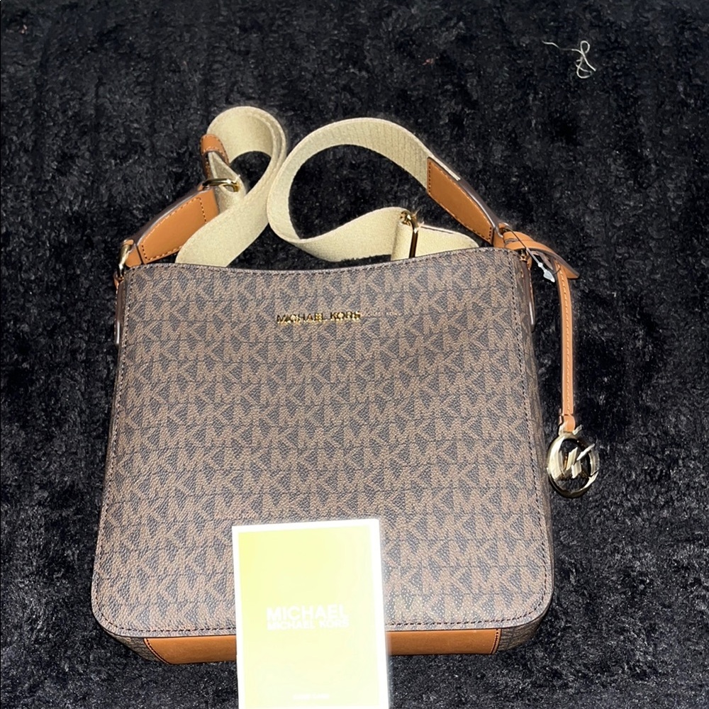 Michael Kors Brown Crossbody Bag with Gold Accents